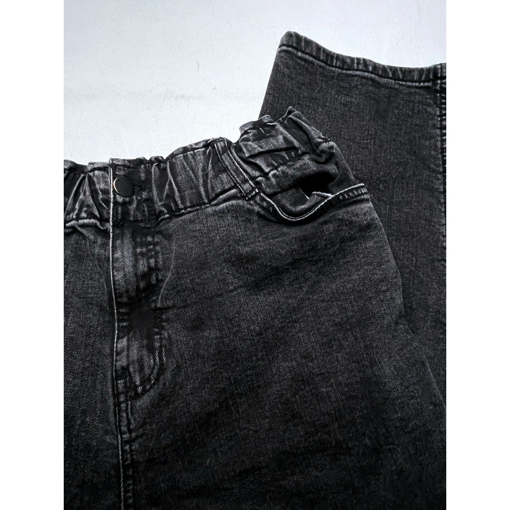 Jones Stores Slouchy Jeans Women 28 Washed Black Paperbag Stretchy Waist Tapered - Picture 3 of 12